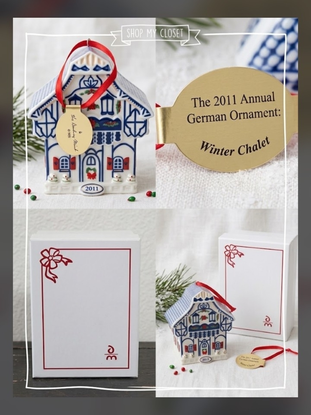 Danbury Mint 2011 Annual German Ornament - Winter Chalet NIB